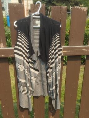 ruby moon Black and Gray Draped Open-Front Women's Cardigan 100% Cotton